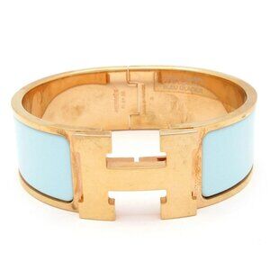 HERMES Clic Clac H - Blue Glacier (Light Blue) Rose Gold Hardware Bangle